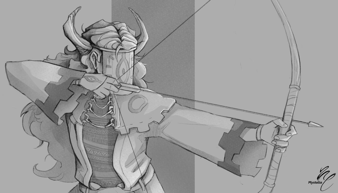 Greyscale character illustration