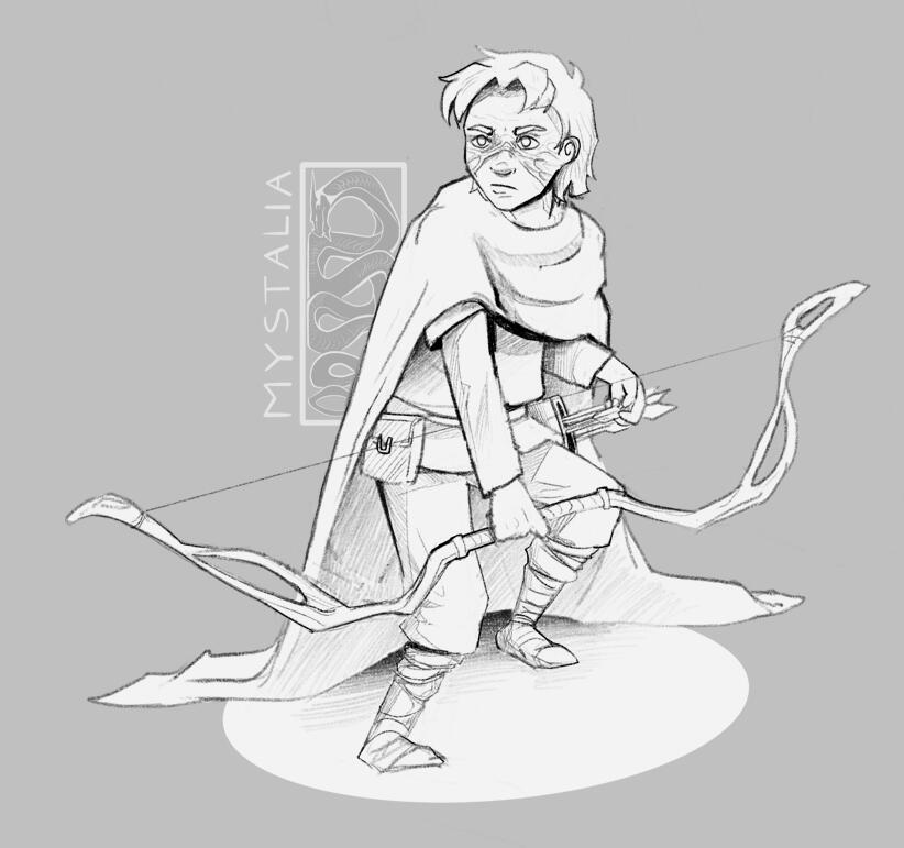 Greyscale character illustration